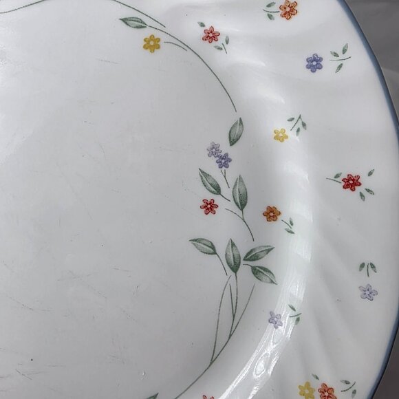Corelle English Meadow Dinner Plate White Swirl Rim Blue Trim Multicolor Floral - Picture 11 of 14